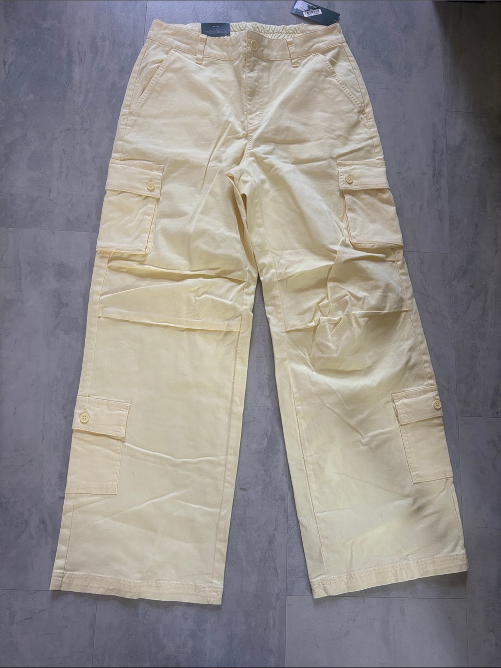 Wild fable Cargo Pants Pale Yellow - Casual Utility Style elastic back waist NWT